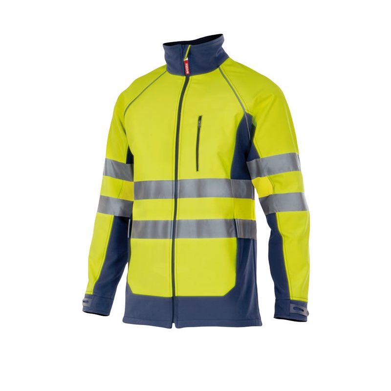 Velilla Soft Shell Bicolor Av Xl Azul Marinho Amarelo Fluorescente