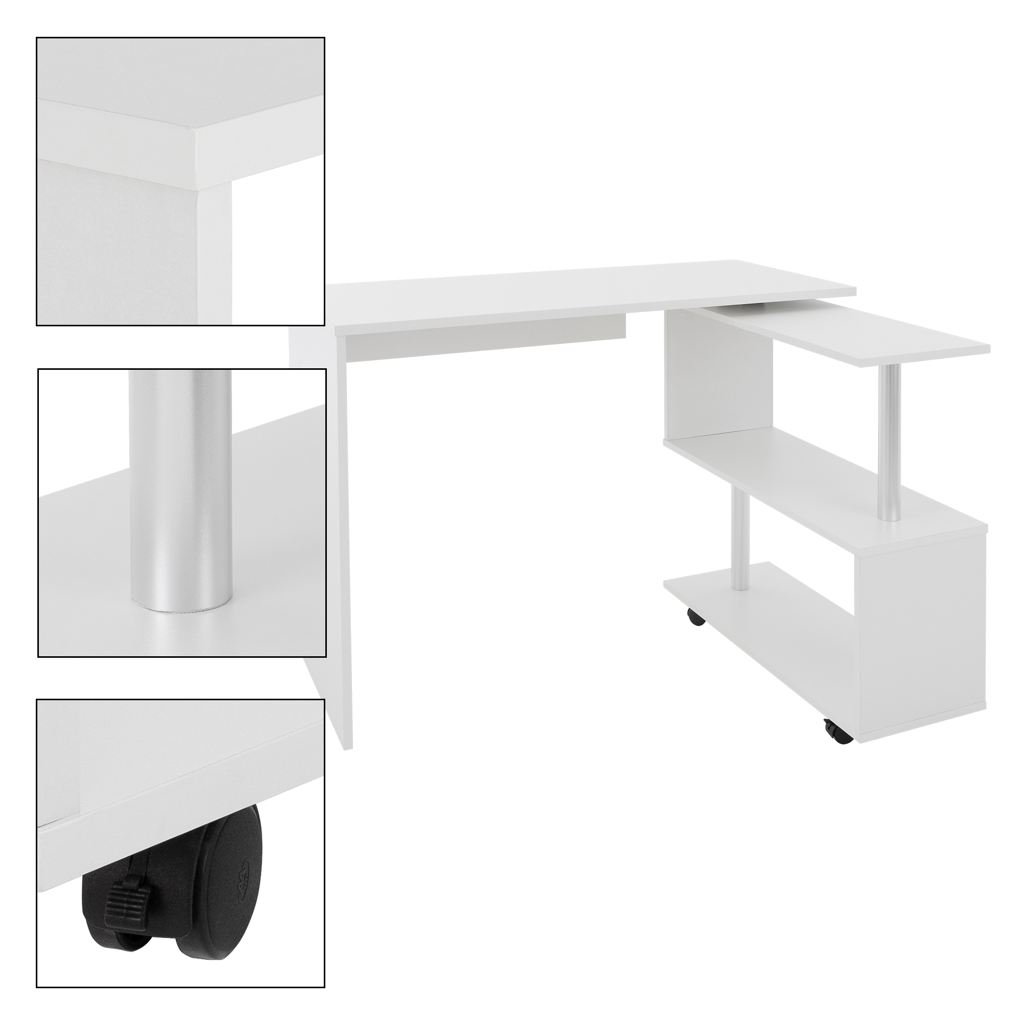 ML-Design Escritorio Esquinero en Forma De L 150x88x75cm Blanco