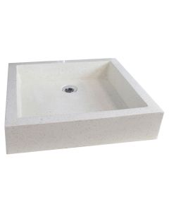 Ondee - lavatório quadrado timbre creme - 60cm - terrazzo - sem transbordo