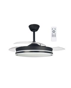 Ventoinha de teto retrátil com luz LED 45w surpino preto 3cct dim ø106cm