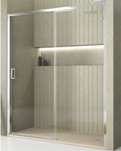 Portas de duche frontal 1 porta 1 fixa | cromo 150cm (adap.148-152cm)