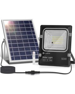 Aigostar refletor solar exterior com controle remoto, 50w, regulável, ip65