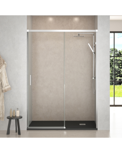 Porta duche frontal deslizante 200 cm (adaptável 194-200cm) cromo brilhante