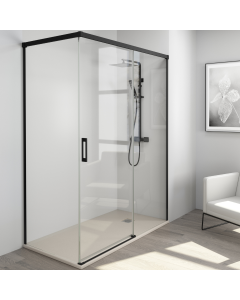 Cabines de duche retangular frente 140 - lateral 70 cm | preto