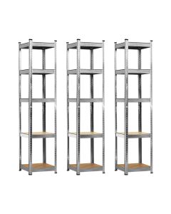 Pack 3 estantes modulares com 5 prateleiras reguláveis 180x40x40 175kg o91