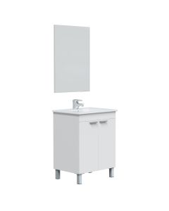 Móvel de banheiro lupe com 2 portas, espelho e pia, branco brilhante