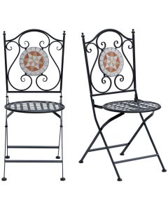 Cadeiras dobráveis aço e mosaico preto 39x50x92,5 cm