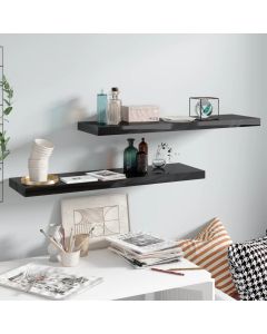 Prateleiras de parede suspensas 2 pcs 90x23,5x3,8cm mdf preto pt1727