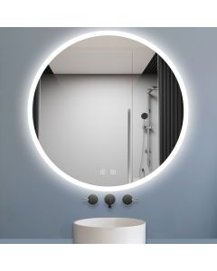 Espejo LED de baño redondo 70 x 70 cm, bluetooth, brillo regulable