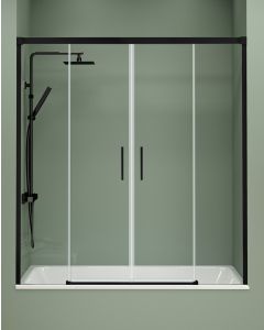 Porta duche 2 portas 2 fixas | preto 155cm (adapt.149-154cm)