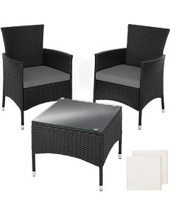 Conjunto de rattan luzern 2+1 com capas em duas cores, preto