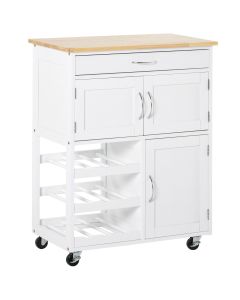 Carrinho de cozinha mdf e madeira de borracha color blanco 67x37x87 cm