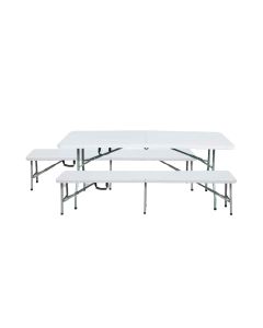 Conjunto de mesa dobrável com 2 bancos de 180cm catering o91