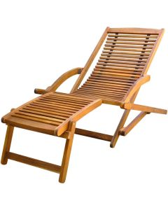 vidaXL tumbona de jardín con reposapiés de madera maciza de acacia