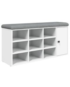 vidaXL banco zapatero madera de ingeniería blanco 102x32x50 cm