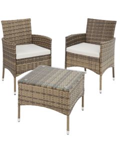 Conjunto de rattan luzern 2+1 com capas em duas cores, bege