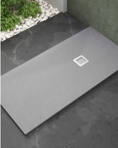 Base de duche 150 x 90cm válvula de drenagem e grelha | gris