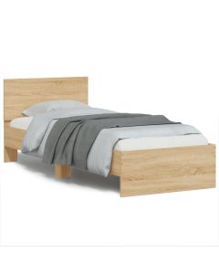 Cama sem colchão com cabeceira 75x190 cm carvalho sonoma