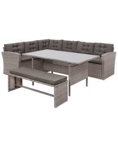 Conjunto lounge conjunto de refeição vidro cinzento viterbo