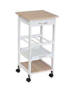 Carrinho de cozinha mdf, pinho color blanco 37cm x 37cm x 76cm Homcom