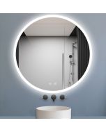 Espejo LED de baño redondo 80 x 80 cm, bluetooth, brillo regulable