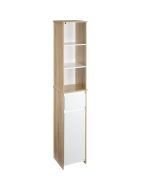 Armário de banheiro alto mdf madeira natural, branco 32,6x30x171,2 cm