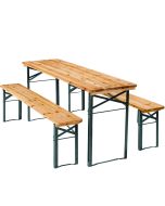 Conjunto de mesa e bancos de madeira 3 peças