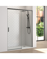 Porta de duche frontal deslizante 135 cm (adaptável 129-134cm) preto mate