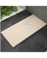 Base de duche 80 x 80cm válvula de drenagem e grelha | beige
