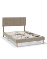 Cama estofada sorni de 30 cm, 135/140x190 cm, bege