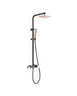 Coluna de duche extensível monocomando em preto mate e ouro rosa brilhante