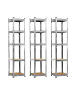 Pack 3 estantes modulares com 5 prateleiras reguláveis 180x40x40 175kg o91