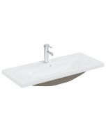 vidaXL lavabo empotrado con grifo cerámica blanco 91x39x18 cm