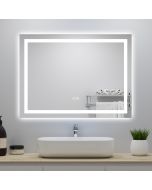 Espelho de casa de banho LED 80×60cm + bluetooth + anti-embaciamento