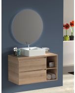 Móvel zeus com lavatório e espelho redondo LED stepa 80cm