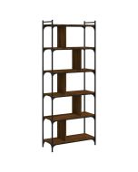 vidaXL librería 6 estantes madera ingeniería marrón roble 76x32x192 cm