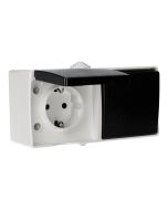 Schuko plug + switch 2 circuitos de superfície de alta resistência ip54