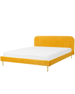 Cama de casal em veludo amarelo 180 x 200 cm flayat