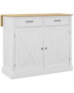 Ilha de cozinha mdf e madeira de borracha color blanco 105x60x90,5 cm