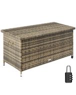 Baú de arrumação kiruna com entrançado de rattan sintético, 120 x 55 x 61,5