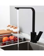 Grifo cocina negro mate caño alto kuvik coal grifers