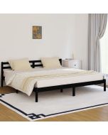 Cama 200x200 cm pinho maciço preto