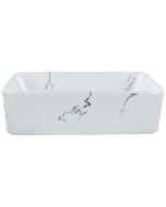 Lavabo sobre encimera de cerámica blanca efecto mármol 49 x 38 cm hopi