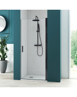 Cabina de duche com abertura frontal 75cm transparente perfil preto