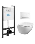 Pack cisterna roca active e botão branco brilho com sanita round kp