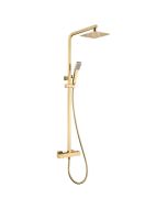Coluna de duche extensível termostática em ouro escovado