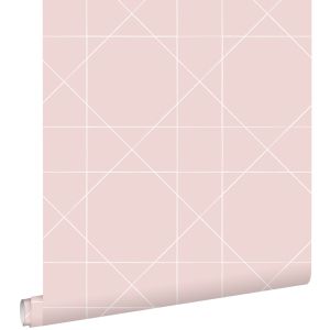 Estahome papel de parede linhas gráficas rosa antigo - 0,53 x 10,05 m