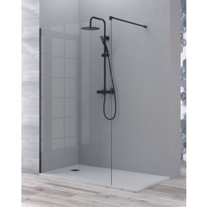 Ecrã de duche fixo painel de duche | transparente 80cm preto