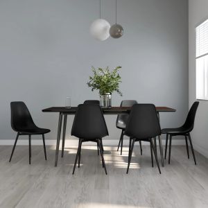 Cadeiras de jantar 6 pcs pp preto