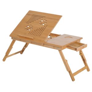 Mesa para portátil bambu color marrón 55x35x(22-30) cm Homcom, casa - mesas